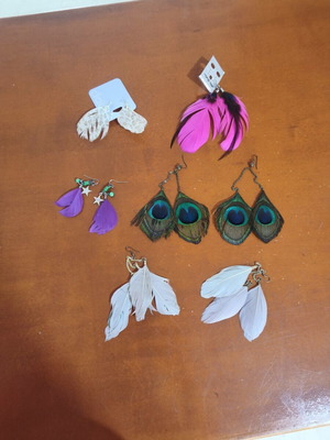 Wings of Style feather earrings set of 5 pairs