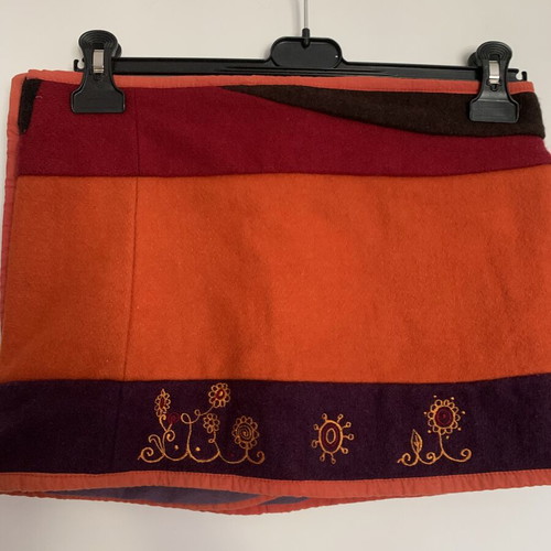 Hippie style wrap-around skirt-belt, multicolor, wool-like