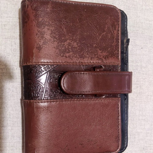 Leather cases for agenda and diary used, set of 2 pieces