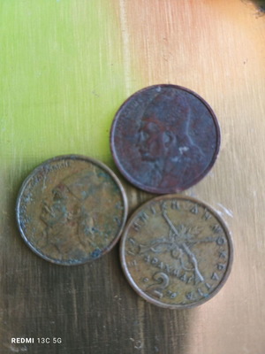 Coins used, set of 3 with G. Karaiskakis, Greece