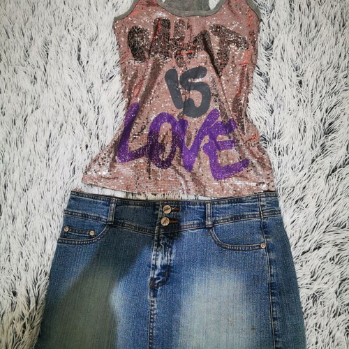 Denim mini skirt low waist like new, blue