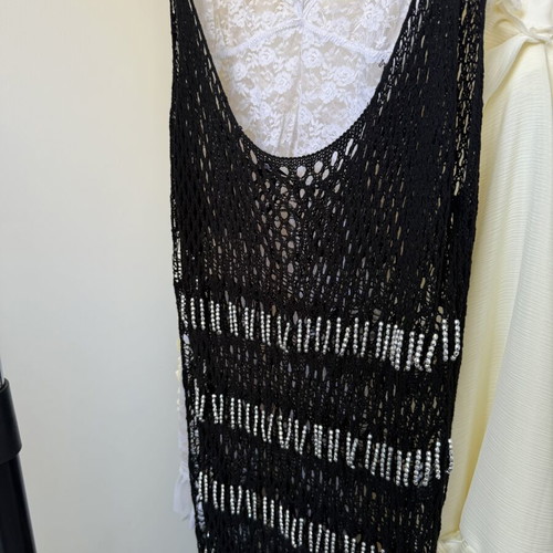 Zara Bedazzled Knit Beach Dress new, black