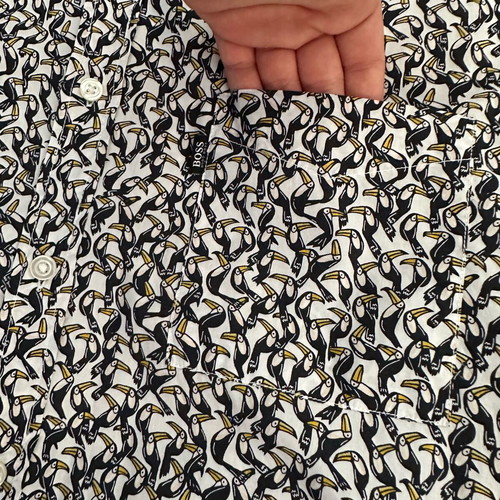 Hugo Boss Toucan Pattern Long Sleeve Shirt Like New, Size L