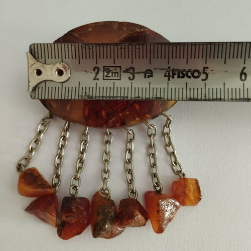 Baltic amber brooch like new with silver chains