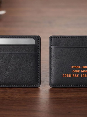 Leather card holder wallet, black