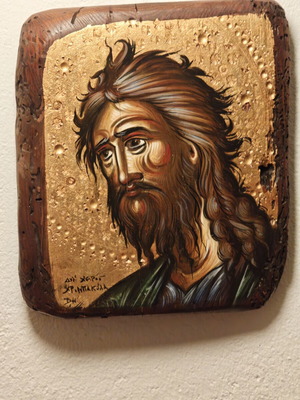 Handmade icon of Saint John the Baptist by Christos Bakolas