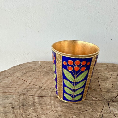 Soviet Vodka Shot Glass Ruskiye Samotsvety Cloisonné enamel like new