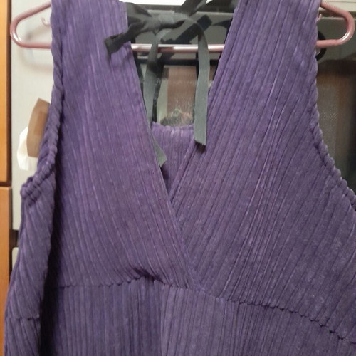 Corduroy salopette dress A-line new, purple, made in Italy