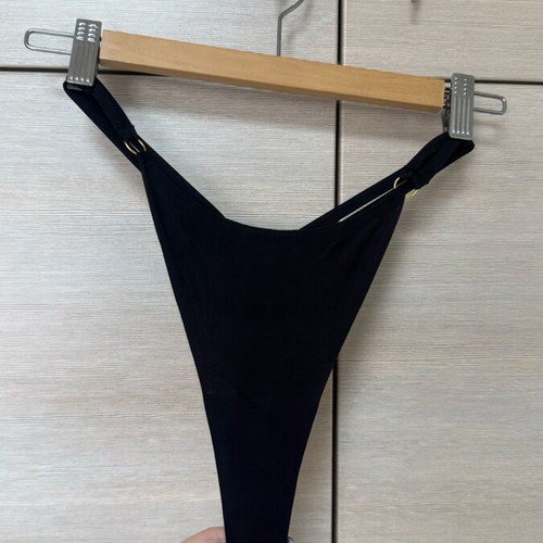 Intimissimi Black Seamless String Cotton Thong with Gold Heart, New