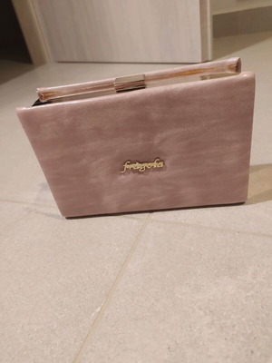 Handbag used, pink-gold with chain strap