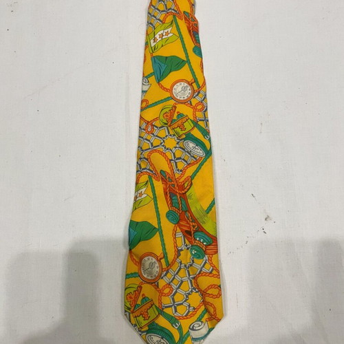 Silk tie with watch pattern, handmade, Italian