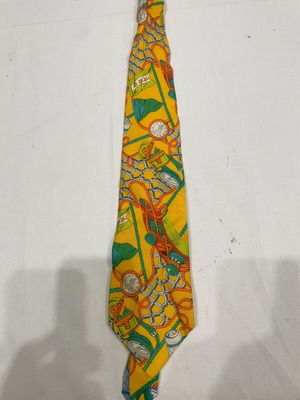 Silk tie with watch pattern, handmade, Italian