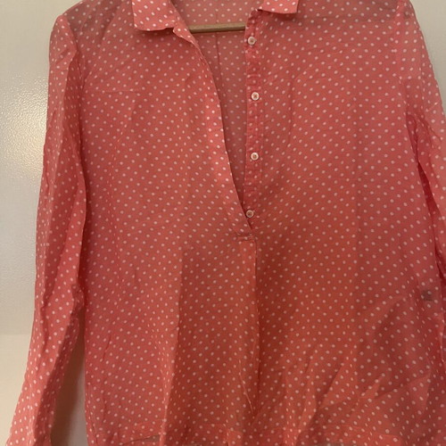 Massimo Dutti coral polka dot shirt used, size S