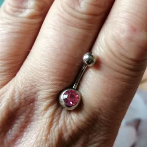 Navel piercing new surgical steel with pink zircon