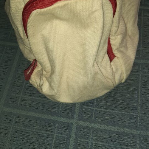 Polo shoulder bag beige with red details, new