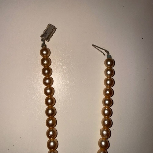 Pearl and rhinestone clip earrings and necklace set