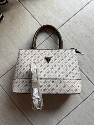 Guess crossbody bag new, white and brown