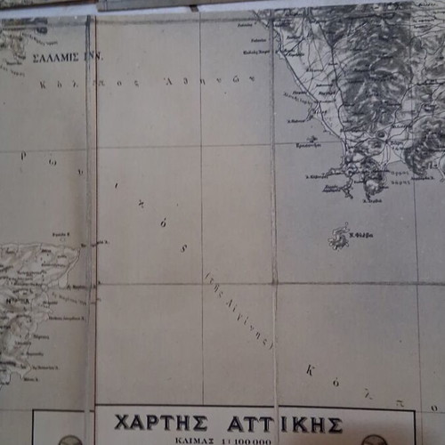 Attica map used, 9 pieces thick cardboard, 94x77 cm