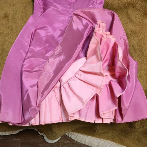 Pink dress made of taffeta with petticoat used, size M