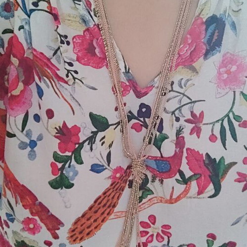 Necklace with pink and gold chains new