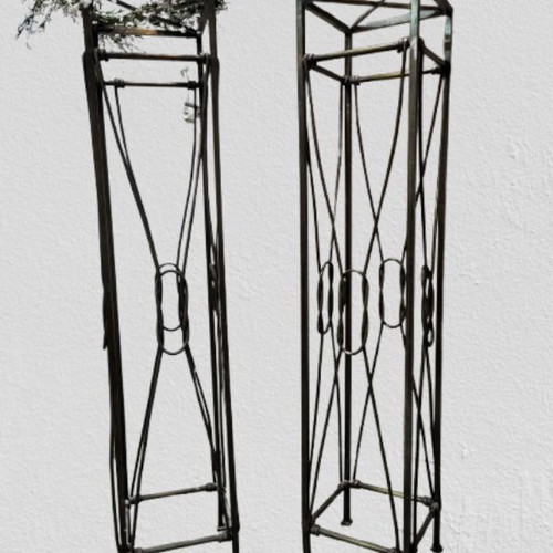 Solid Forged Bronze Flower Stands like new, set of 3 pieces