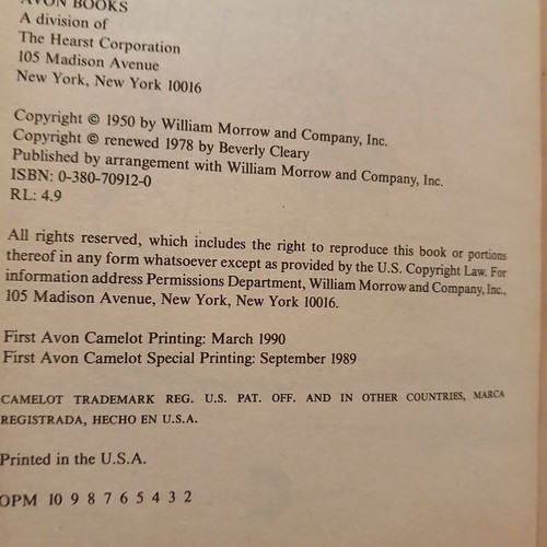 Henry Huggins book by Beverly Cleary, Avon Camelot 1978, English