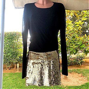 Καινούρια μίνι χρυσή φούστα, εντυπωσιακή, ΜEDIUM, 40εκ. μέση, 30εκ. μάκρος, μόνο 15ευρώ
