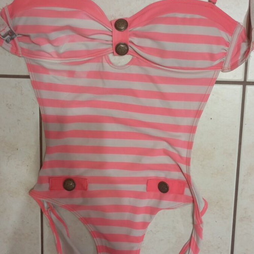 One size striped one-piece swimsuit