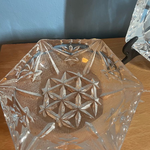 Set of 2 Vintage Crystal Ashtrays like new