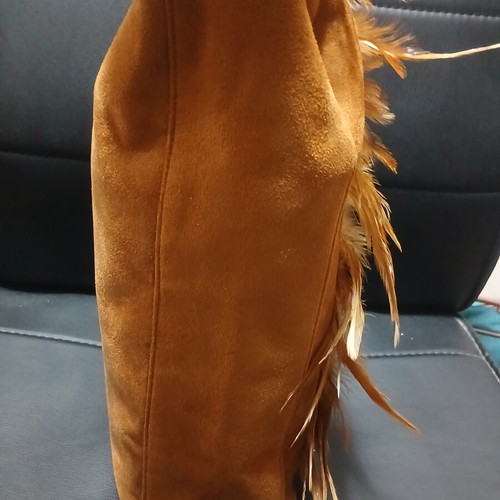 Frangi women's handbag beige with feathers new