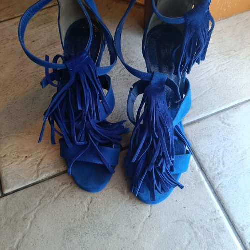 Sante blue sandals with fringes used, size 36