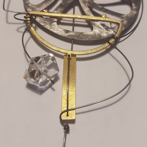 Handmade brooch new, gold and silver colors