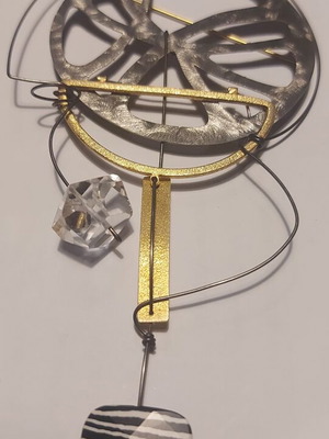 Handmade brooch new, gold and silver colors