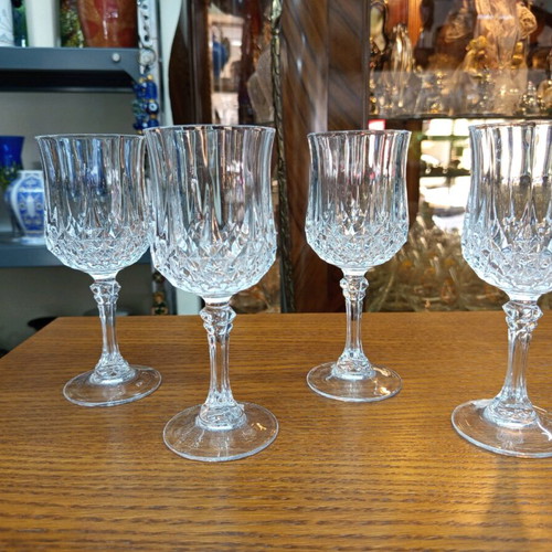 Glass water goblets rhombus pattern set of 4 new 240 ml