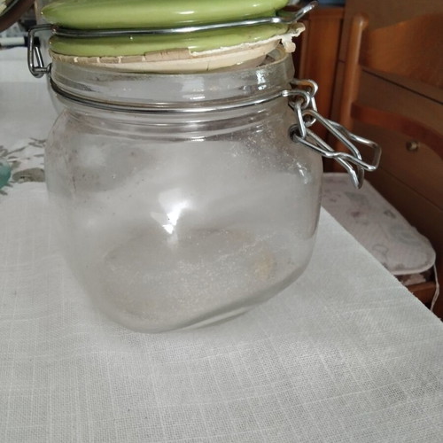 Vintage glass jars with ceramic lids, set of two