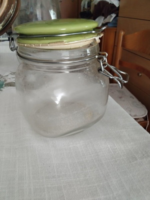 Vintage glass jars with ceramic lids, set of two