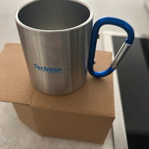 Delphi Stainless Steel Travel Mug with Carabiner Handle new