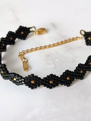 Handmade bracelet black and gold with Miyuki beads made to order