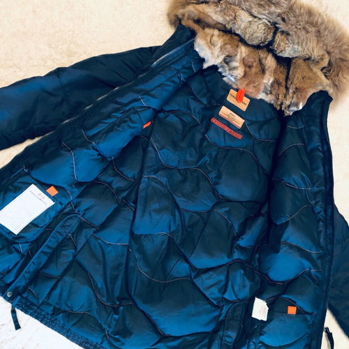 Parajumpers women's used long down-filled hooded parka blue