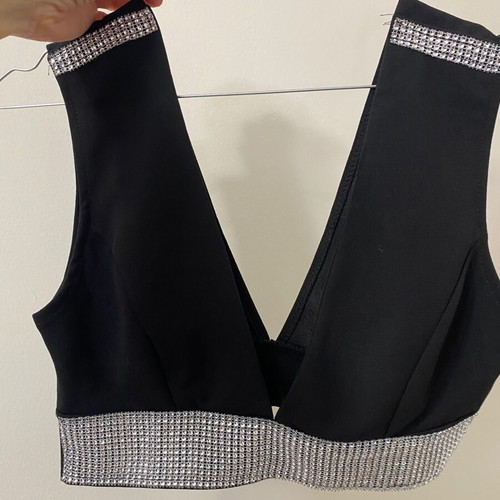 Zara top with rhinestones new, medium, black