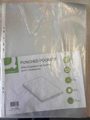 Punched document sleeves large A3, pack of 10, new