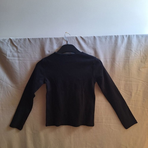 Zara Kids embroidered black ribbed long sleeve top, size 10