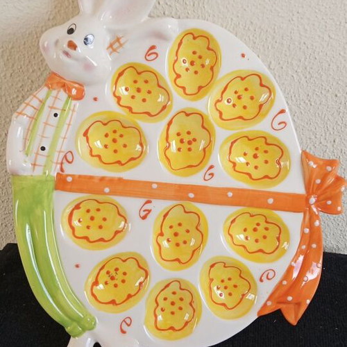 Easter egg holder 12-position glazed faience