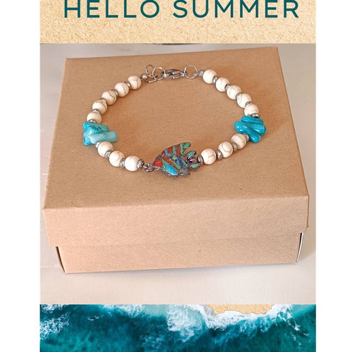 Handmade bracelet with semi-precious stones and enamel new