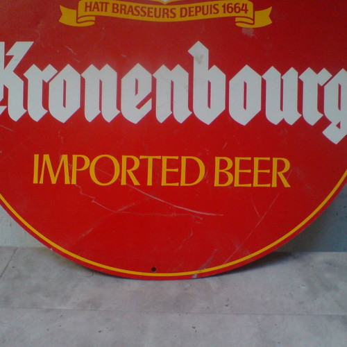 Kronenbourg beer advertising sign used, metal tin