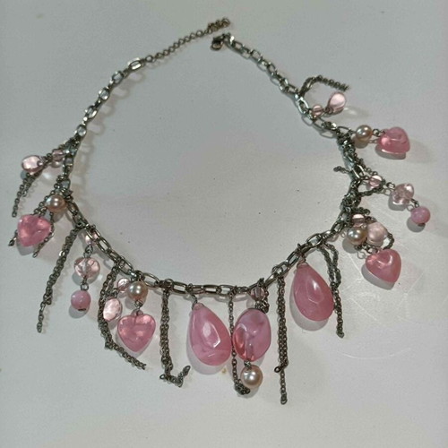 Apefton Necklace new faux bijoux with pink stones