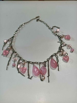 Apefton Necklace new faux bijoux with pink stones