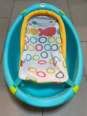 Fisher Price baby bath used, three-stage with hammock
