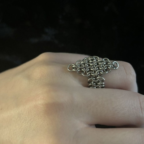 Chainmail ring handmade silver, new stainless steel