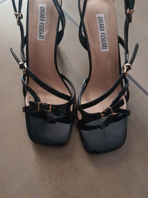 Platform sandals size 39, black, 8 cm heel